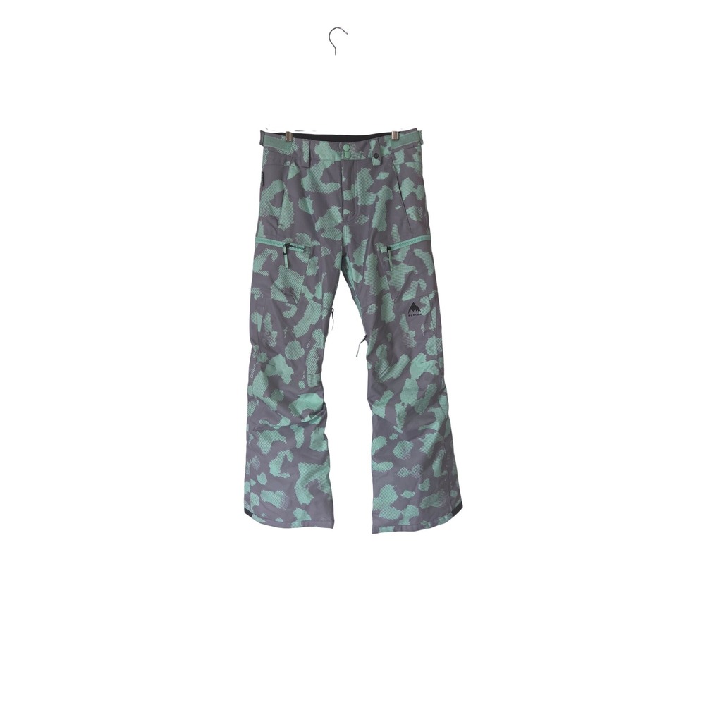 Burton Girls L 12 Snow Pants Gray Mint Camo Cargo Ski Snowboard Insulated